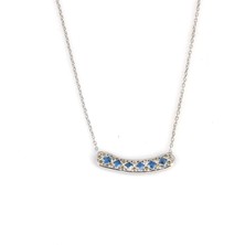 925 Ayar Gümüş Taşlı Kolye, Beyaz - Mavi Sarı Taş