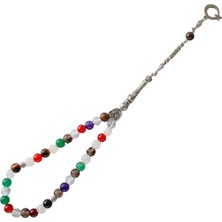 Als Çakra 7 Doğal Taşlı Erkek Tesbih – Ametist, Akik, Kaplan Gözü, Aventurin, Kuvars | Şifa ve Odak Enerjisi | Hediyelik Doğal Taş Tesbih