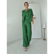 La Mode Istanbul Yeşil Askılı Büstiyer Ceket ve Pantolon Takım