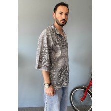 Oversize Fakir Kol Jakarlı Gömlek