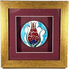 Zarif Lale Motifli Iznik Çini Plaket