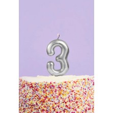 Le Mabelle Gümüş  3 Rakamı Mum