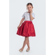 Saten Balon Kız Çocuk Etek M00729 Kırmızı