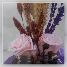 Armoni Çiçek Evi - Cam Fanusta Ölümsüz Pembe Gül, Tasarım Yapay Çiçekler