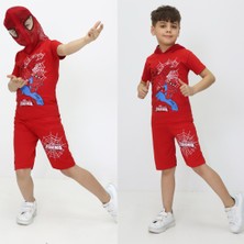Örümcek Adam Figürlü Maskeli Kaprili Alt Üst Ikili Takım Baskılı Maskeli Ikili Takım