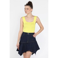 Volanlı Jean Kot Etek P-00016140