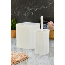 Homie Line 2 Parça Kare Banyo Seti - Çöp Kovası Wc Fırçası Set