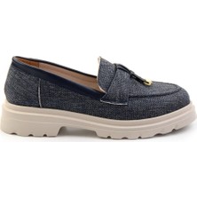 Bambi Kot Mavi  Kadın Loafer Ayakkabı K01997010518