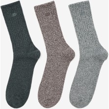 Skechers Non Terry Crew - 3'Lü Paket Erkek Çorap Erkek Dark Green Çorap S116025-300