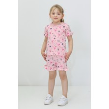 Kız Çocuk Yazlık Flamingolu Şortlu Pijama Takımı - Ev Giyim Pijama- 2'li Takım 3-7 Yaş Takım