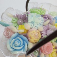 Pembe Çantalı Rengarenk Mum Buketlerimiz Doğumgünü - Annelergünü Hediyesi