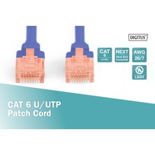Digitus Patch Kablo, U-UTP, CAT. 6, 10 metre, AWG 26/7, Cu, LSZH, mavi renk