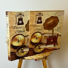 Rabsev RS21 Fotoğraf Albümü 10x15cm 600 lük Gramafon Desenli Kutulu Yatay Dikey Modeli