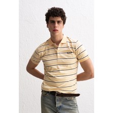 Çizgili Polo Yaka Sarı -Shırt