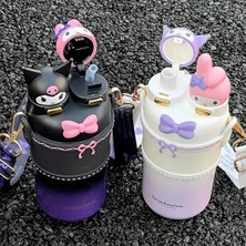 Çocuk Termos Matara Paslanmaz Çelik Kuromi ve My Melody Figürlü 550ML Çift Kapak AD564