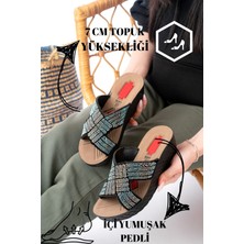 Slipcat Kadın Taşlı Dolgu Topuk Terlik Ortopedik Günlük Terlik Rahat Şık Topuklu Terlik