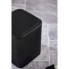 Line Çizgili Kare Kapaklı Klik Çöp Kovası Banyo Mutfak