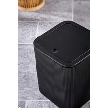 Line Çizgili Kare Kapaklı Klik Çöp Kovası Banyo Mutfak