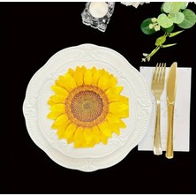 Sarı 20'li Tek Kullanımlık Ayçiçeği Şekilli Baskılı Peçete Doğum Günü