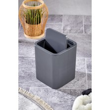Line Çizgili Kare Kapaklı Klik Çöp Kovası Banyo Mutfak