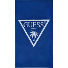 Guess Kadın Mavi Palm Logolu Jakarlı Plaj Havlusu