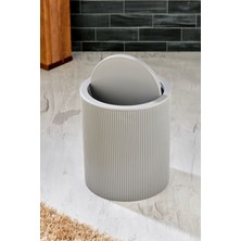 Line Çizgili Yuvarlak Kapaklı Klik Çöp Kovası Banyo Mutfak