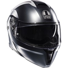 Agv Streetmodular Resı Matt Grey Silver Red Çene Açılır Kask