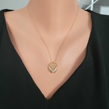 925 Ayar Gümüş Ajurlu Kolye, Sarı - Beyaz Taş