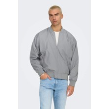 Only & Sons Erkek Onsgavın Ribanalı Mevsimlik Spor Bomber Ceket 22030757 Gri