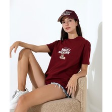 ribana Kadın Ön ve Arka Ayıcık Baskılı Bisiklet Yaka T-Shirt