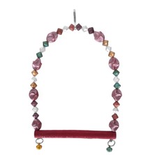 Boncuklu ve Tünekli Kuş Salıncağı 10 Cm-14 cm Bordo