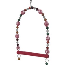 Boncuklu ve Tünekli Kuş Salıncağı 10 Cm-14 cm Bordo