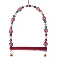 Boncuklu ve Tünekli Kuş Salıncağı 10 Cm-14 cm Bordo