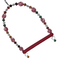 Boncuklu ve Tünekli Kuş Salıncağı 10 Cm-14 cm Bordo