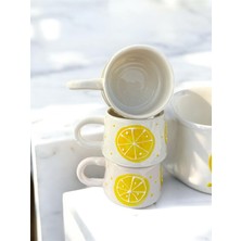 BB Design El Yapımı Limon Desenli 3'lü Seramik Kupa
