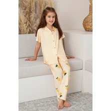 Faryakids Milan Kısa Kollu Limon Desenli Çocuk Gömlek Pijama Takımı