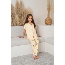 Faryakids Milan Kısa Kollu Limon Desenli Çocuk Gömlek Pijama Takımı