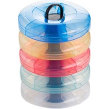 Yiğit Aksesuar 5 Adet Renkli Yuvarlak Takı Kutusu Boncuk Ziynet Saklama Kutusu