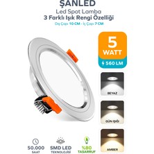 ŞANLED 5W 3 Renkli(Beyaz,Günışığı,Amber)Beyaz Krom Kasa Led Spot Lamba- 1 ADETTİR