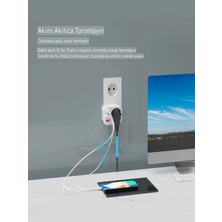 AC-115 2500W 3.4A 2usb 1type-C 1soket Akım Korumalı Şarj Adaptörü Priz Çoğaltıcı