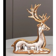 Gift Point Geyik Oturan Elekroplate Pudra Dekoratif Polyresin Enxboyxyükseklik 10X7X14CM 1 Adet