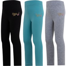 Timi Kids Kız Çocuk 3'lü Stylish Cool Ip-Yazı Baskılı Beli Lastikli Normal Bel Düz Paça Tayt