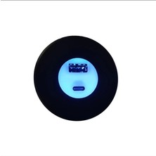 Hightek Hightek USB + C Type Şarj Ünitesi 12V24V Uyumlu Araç Içi ve Ev & Ofis Kullanımına Uygun Mavi LED Işıklı Şarj Soketi