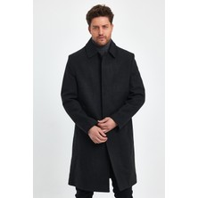 Erkek Uzun Regular Fit Kaşe Kaban