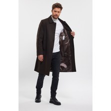 Erkek Uzun Regular Fit Kaşe Kaban
