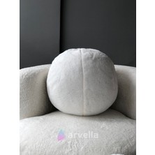 Premium Toscana Peluş Top Yastık Beyaz Top Kirlent Gizli Fermuarlı