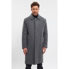 Erkek Uzun Regular Fit Kaşe Kaban