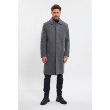 Erkek Uzun Regular Fit Kaşe Kaban