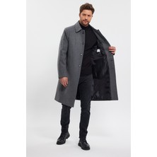 Erkek Uzun Regular Fit Kaşe Kaban