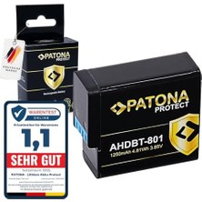 Protect AHDBT-801 Batarya 1250 Mah Yedek Batarya Gopro Hero 5 Hero 6 Hero 7 Hero 8 AHDBT801 AABAT001 Aabat 001 601-10197-00 AABAT-001-AS Asst1 CHDHX-501 AABAT-001 ile Uyumlu Ahdbt-5 01